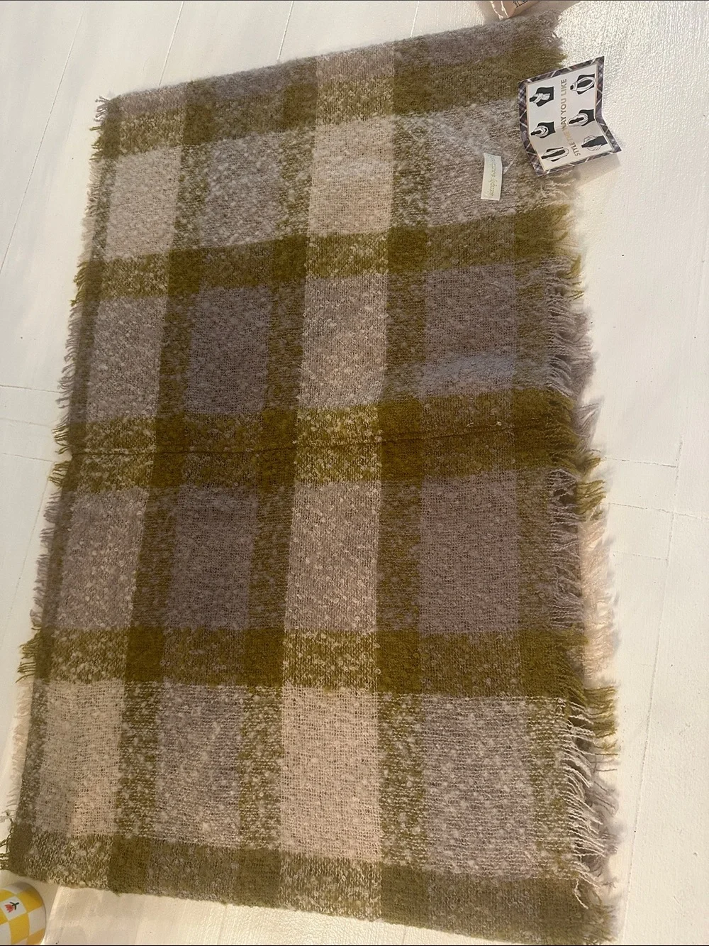 Simply Southern Olive & Taupe Plaid Fringe Scarf